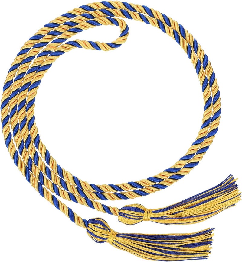 TecUnite Graduation Cords Honor 2026 Polyester Yarn Decorative Garland Twist Ties with Tassels for Bachelor Gown Graduation(Gold with Blue) - Image 2